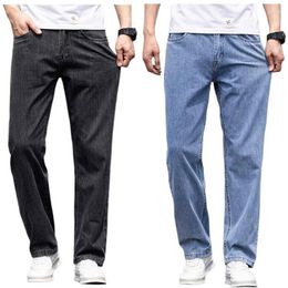 Men's Jeans Youth Men Thin Spring Autumn Slim Straight Simple Stretch Nostalgic Denim Trousers Size 29-44