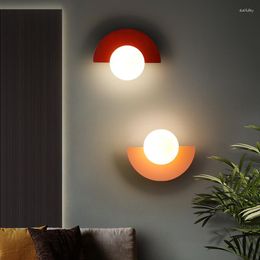 Wall Lamps Nordic Glass Ball Lamp Macaron LED Light Bedroom Bedside Simple Designer Living Aisle Corridor Study Home Decor Sconce