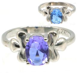 Cluster Rings 15x8mm Jazaz Alexandrite Gemstone Women Color Changing Topaz Fine Jewelry Real 925 Solid Sterling Silver