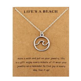 Pendant Necklaces Ocean Waves Beach Necklace Nautical Surfing Pendants Women Men Jewellery Lover's Party Gift Drop267l