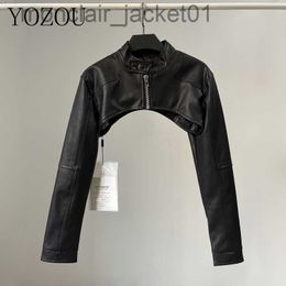 Women's Jackets PU Chic Vintage Black Faux Leather Zipper Zip Up Coat Biker Jacket Women Girls Smock Top Women High Street Bella Outfits J230921