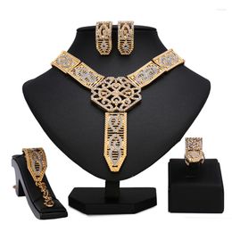 Necklace Earrings Set High Quality Dubai 18K Gold Plated Jewelry Nigeria Bead ForTraditional Marriage Woman Wedding Jewellry