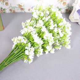 Decorative Flowers 40cm White Gypsophila Artificial Wedding DIY Bouquet Decoration Arrangement Plastic Babies Breath Fake Flower Home Decor