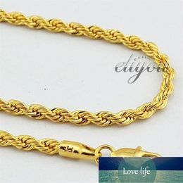 New Fashion Jewellery 4mm Mens Womens 18K Yellow Gold Filled Necklace Rope ed Chain Gold Jewellery DJN86 Factory expert d222S