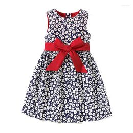 Girl Dresses Cotton Baby Girls Sleeveless Clothes Kids Summer Princess Dress Flower Bow For Children Party Ball Pageant Outfit 2-8Y