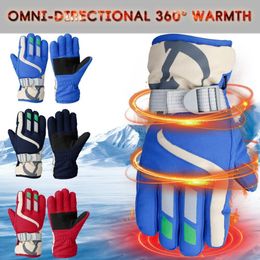 Ski Gloves 1pair Long sleeved Mitten Winter Must Thicken Warm Children Outdoor Waterproof Kid Mittens Non slip 230921