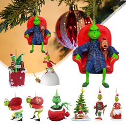 Christmas Green Hair Monster Christmas Tree Pendant Greenwich Elf Christmas Decoration Indoor and Outdoor Decoration Christmas Gifts 5pcs/lot