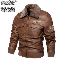 Mens Leather Faux Autumn And Winter Embroidery Original Moto Biker Coat Jacket Motorcycle Style Casual Warm Overcoat 230921