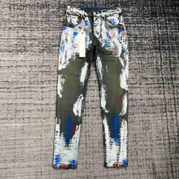 Men's Jeans Tide Brand Painted Print Slim Casual Jeans Men J230921