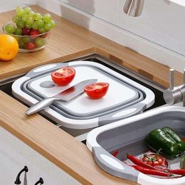 Badrumsänkor Portable Foldbar Tvättbassäng Plastisk diskbänk Hink WASHASIN Cutting Board Kök förvaring Bassäng för badrum Köksmaterial 230921