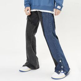 Men's Jeans Street Stitching Old Men And Women Y2K High Personality Flared Pants Trousers Ins Split Breasted Mopping 5059