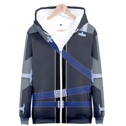 Winter Mens Jackets and Coats Anime SAO Sword Art Online 3D Hoodie Zip Hooded Sweatshirt Kirigaya Kazuto Kirito Cosplay Costume261b