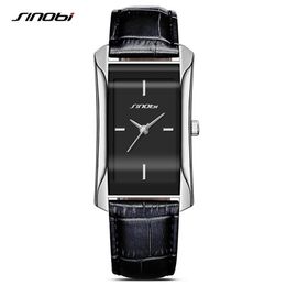SINOBI Elegant Women's Rectangle Wrist Watches Durable Leather Watchband Top Luxury Brand Ladies Geneva Quartz Clock Female G310G