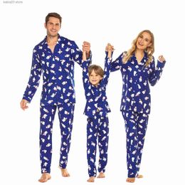 Family Matching Outfits 2023 Winter Christmas Pajamas Set for Family Turn-down Collar Full Sleeve Button Shirt+Trousers 2 Pcs Suit Sleepwear Xmas Look T230921