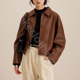 All vintage oil wax leather feel coffee Colour environmental protection PU leather coat autumn and winter new Melard style top