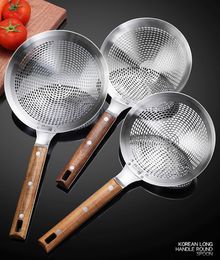 Cooking Utensils Large Kitchen Strainer Skimmer with Sturdy Wood Handle 304 Stainless Steel Slotted Spoon Colander - Kitchen Tools 230920