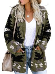 Women's Knits Tees Women Boho Cardigan Aztec Open Front Loose Slouchy Sweaters Tribal Long Sleeve Knitted Christmas Jacket Coat 230920