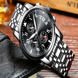 Relogio Masculion CRRJU Men Top Luxury Brand Military Sport Watch Men's Quartz Clock Male Full Steel Casual Business black wa297l