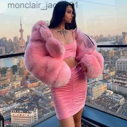 Women's Fur Faux Fur 8XL Winter Women Pink Short Faux Fur Coats Zipper Fashion Y2K Hoody Jackets Long Sleeve Thick Warm Fluffy Fur Overcoat J230921