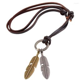 Chains Retro Style Feather Pendant Unisex Necklace For Mens Womens Rose Statement Sister