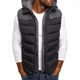 Men's Vests Men Winter Warm Vest Coat Sleeveless Casual Cotton Hooded Waistcoat Padded Duck Down Jacket Plus Size 5XL