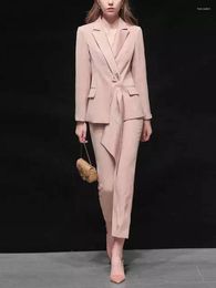 Women's Two Piece Pants Est Style Women Suits 2 Cotton Designer High Quality Fit Slim Custom Made Formal Party Coat Pant