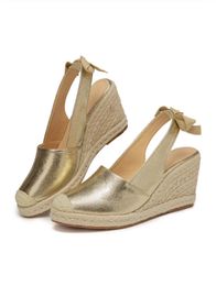 Slippers Wedges Sandals For Women Fashion Closed Toe Bandage Espadrille Platform Stylish Slingback Summer Shoes TDL J26GD 230921