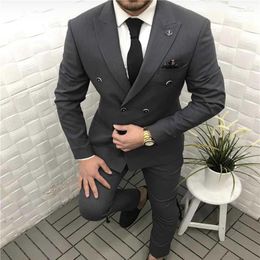 Men's Suits Double Breasted Slim Fit Groom Tuxedo For Wedding 2 Piece Black Men Custom Jacket With Pants African Man Fashion Costume