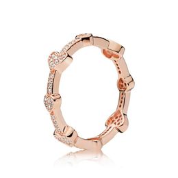 925 Sterling Silver Ring Hearts shape rose gold and pure silver rings Women Girl Wedding Jewelry as a gift238k