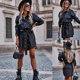 Women's Leather Jackets For Women Long Sleeved PU Coat Outerwear Mid Length Jacket Motorcycle Street Trend Suit