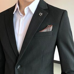 Men's Suits Refined Business Attire: Slim Fit Pinstripe Suit For All Day Comfort Pure Look