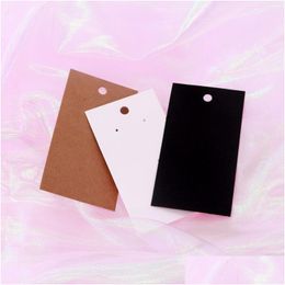 Jewellery Pouches Bags 5X9Cm Rec Shape Earring Display Cards 100Pcs/Lot Fashion Tassel Earrings Packing Paper Hang Tags White Black Brow Dhav8