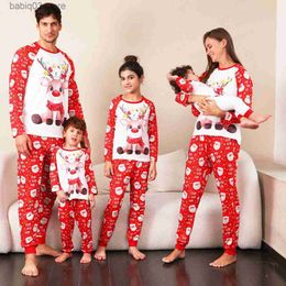 Family Matching Outfits 2023 New Winter Christmas Pyjmas Family Matching Outfits Cute Deer Print Adults Kids 2 Pieces Suit Baby Romper Xmas Family Look T230921