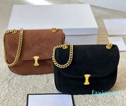 Women Chain Crossbody Shoulder Bags Cowhide Leather Metal Buckle Snap-Fastener Designer Handbags Purse Newest Wallets