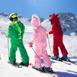 Skiing Suits Children Ski Suit for Boys Girls Winter Thick Warm Overalls Kids Sports Snowsuits Cartoon Waterproof Jumpsuits 230920