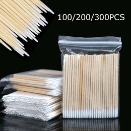 100/200/300Pcs Long Cotton Swabs with Wooden Handles Cotton Tipped Applicator Cleaning with Wood Handle for Oil Makeup