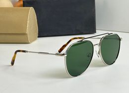 Pilot Sunglasses Silver Metal/Green 2296 Mens Designer Sunglasses Shades UV400 Eyewear with Box