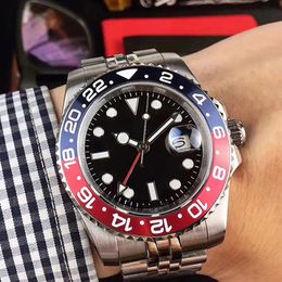 ST9 Steel Watch Stainless Steel Blue Red Bezel Dial 3866 Automatic Movement Mechanical GMT Adjustable Men Belt Watches Wristwatche258r