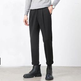 Men's Pants Autumn Winter Woolen Men Suit 2023 Straight Casual Slim Fit Male Trousers Thicken Plush Vintage Tapered