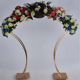 Wedding Decoration Flower Vase el Table Centrepieces Floral Row Metal Holder Flower Rack Shiny Gold Arch Stand Grand-Event Part345Q