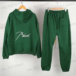 Mens Tracksuits Hoodies Sweatshirts Real Photo Fall Winter Trend Sweatpants Suit Loose Simple Embroidery Letter Hoodie Sets Womens Clothing T23