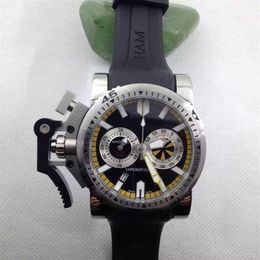 high quality 46MM men watch BRITISH Chronofighter BEZEL RUBBER STRAP stopwatch chronograph japan quartz chrono sport racing mens w241l