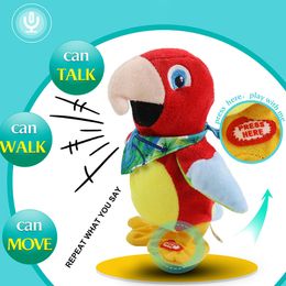 Plush Dolls 20cm Recording Doll Parrot Singing Plush Toy Throw Pillows Stuffed Walk Toys Electric Dance Animal Interaction Gift for Kids 230921