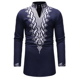 Ethnic Clothing African Dashiki Print Stand Collar Shirt Men 2021 Brand Long Sleeve Clothes Mens Extra Hip Hop Streetwear Shirts279B