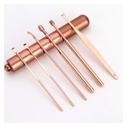 Other Housekeeping Organisation Mtifunction Stainless Steel Rose Gold Spiral Ear Pick Spoon Wax Removal Set Cleaner Portable Ears Dh1Y3