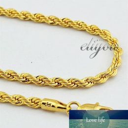 New Fashion Jewelry 4mm Mens Womens 18K Yellow Gold Filled Necklace Rope ed Chain Gold Jewellery DJN86 Factory expert d254r