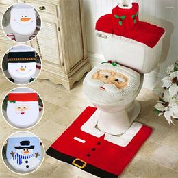 Toilet Seat Covers 3PCS/SET Christmas Creative Santa Claus Bathroom Mat Xmas Supplies For Home Year Atmosphere Decoration