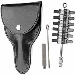 Tibbie Pick & Decoder Hand Tool 6 Cylinder Reader Automotive Lock Pick Tools Locksmith Tools with Leather Case328D