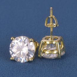 Custom Real 10k 14k 18k Solid Gold S925 Sterling Silver 3mm - 10mm 1ct - 10ct d Vvs Moissanite Diamond Studs Earrings