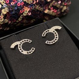 2023 Luxury quality Charm stud earring with diamond and black color beads in platinum plated have box stamp PS7485A231n